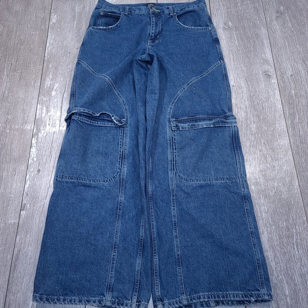 BDG Skater Baggy Jeans Women 29 Blue Denim Wide Leg Utility Cargo Streetwear